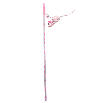 Duvo+ Playing Rod Catchy Paper Mouse Pink | 16-Piece Cat Wand Toy Set with Crinkle Mouse
