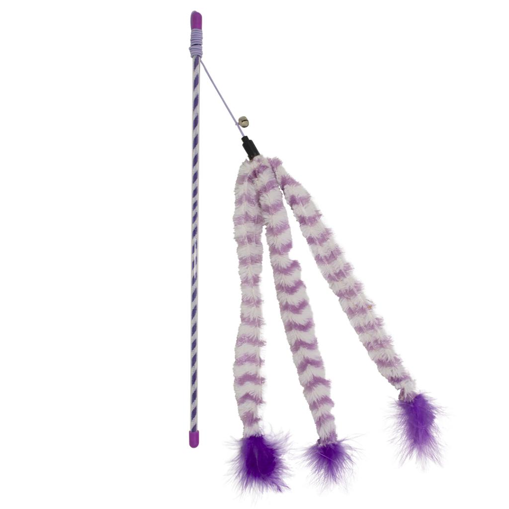 Duvo+ Playing Rod Catchy Fluffy Tail | 16-Piece Cat Wand Toy Set with Feather Tail