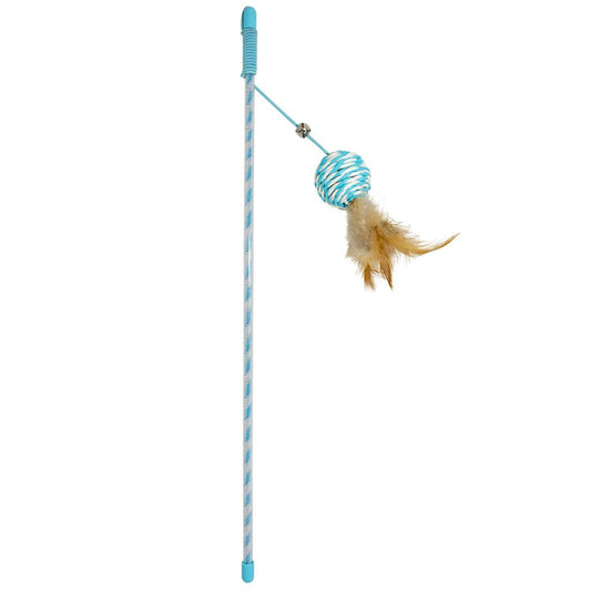 Duvo+ Playing Rod Catchy Paper Ball Blue | 16-Piece Crinkle Cat Wand Toy Set