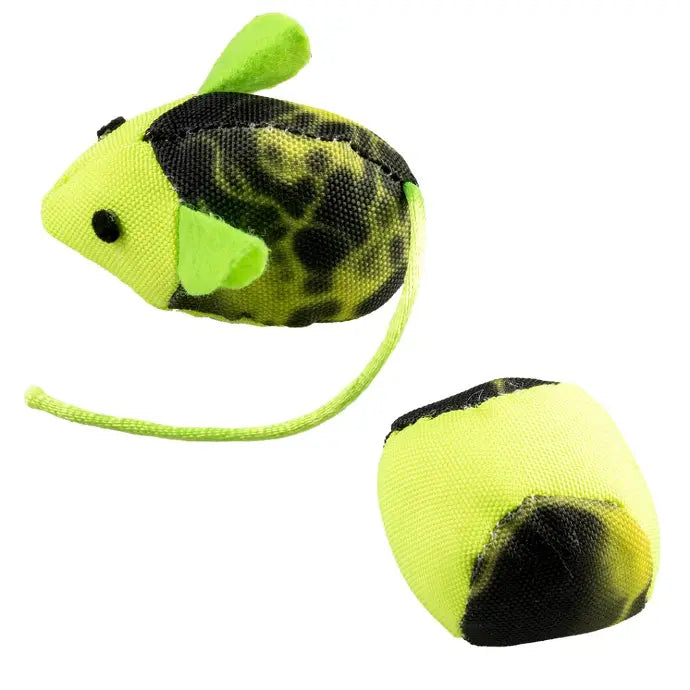 Duvo+ Mouse & Ball 2Pc Green | Interactive Catnip Hunting Toy Set