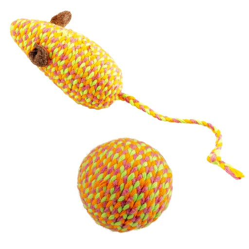 Duvo+ Jolly Mouse & Ball Orange | 2-in-1 Cat Toy with Ball