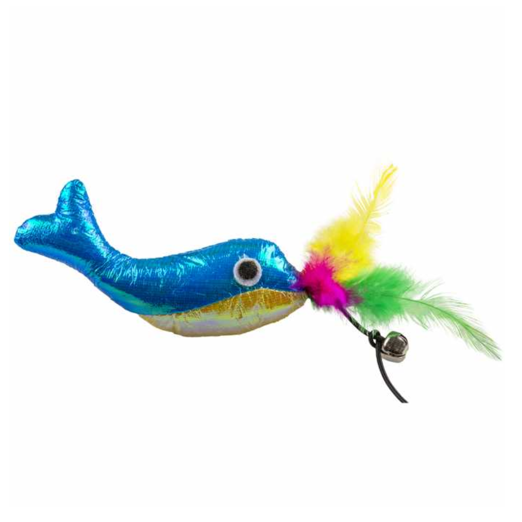 Duvo+ Blinky Whale Cat Toy Blue | Catnip Infused Interactive Toy