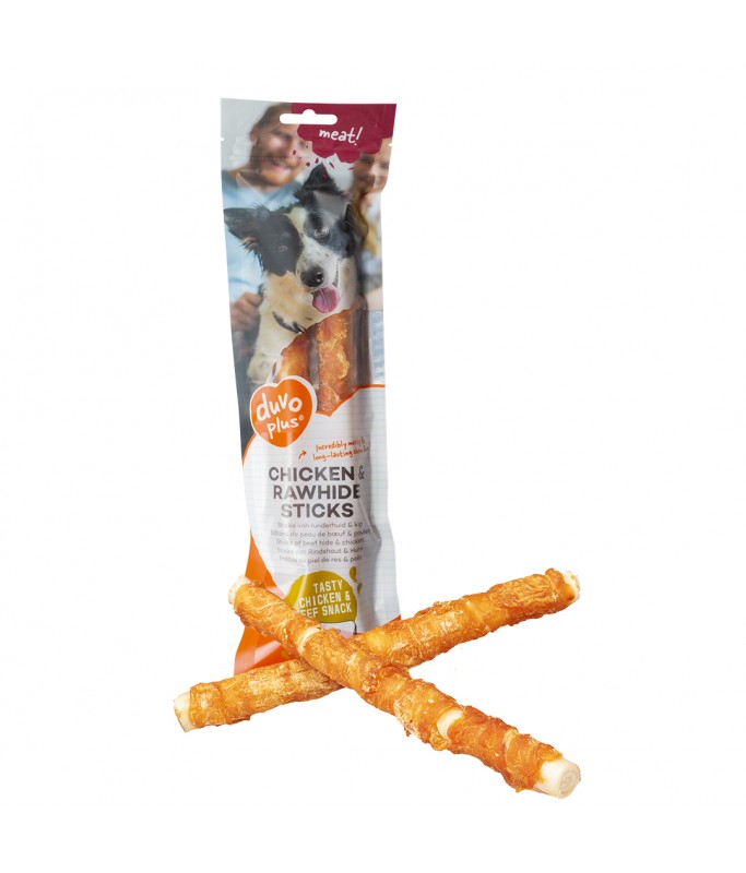Duvo+ Meat! Chicken & Rawhide Sticks Large 25cm (2 Sticks) | Natural Dog Chews