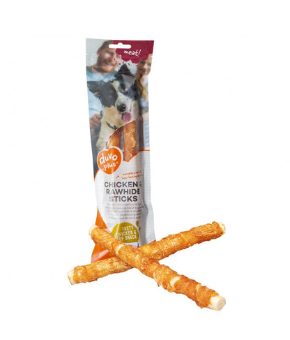Duvo+ Meat! Chicken & Rawhide Sticks Large 25cm (2 Sticks) | Natural Dog Chews