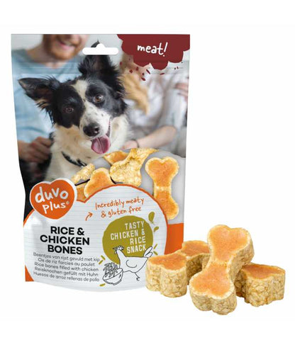Duvo+ Meat Rice Bones With Chicken 140g | Gluten-Free Chicken-Filled Dog Treats