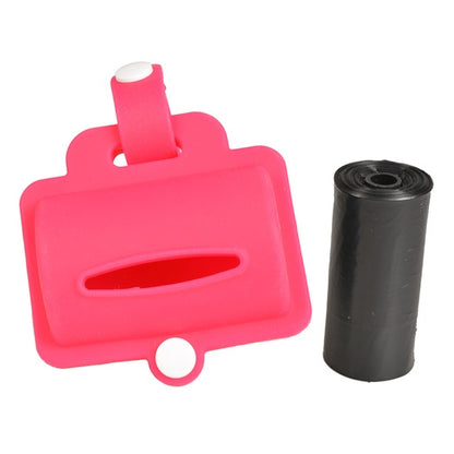 Duvo+ Poo Bag Silicon Dispenser Pink | Soft-Touch Waste Bag Holder with Refill