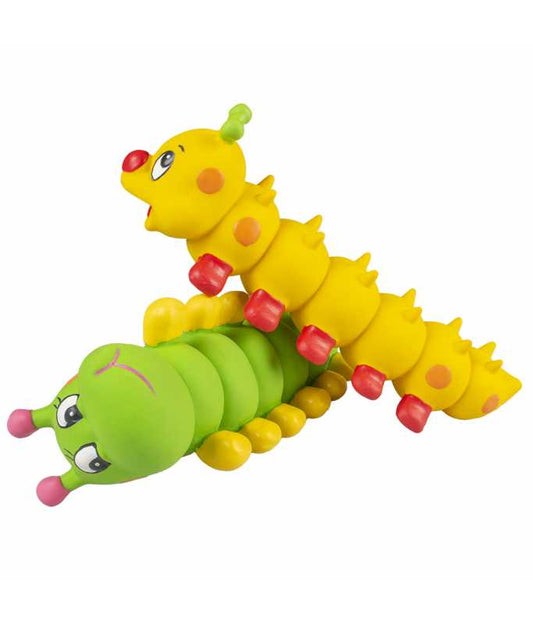 Duvo+ Latex Caterpillar Green | Squeaky Rubber Dog Toy