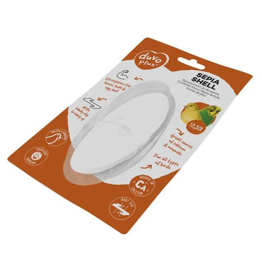 Duvo+ Sepia Shell 12.5cm | Natural Cuttlebone for Birds with Hanging Clip