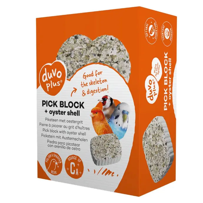 Duvo+ Pick Block With Oyster Grit 200g | Large Calcium & Mineral Block for Birds
