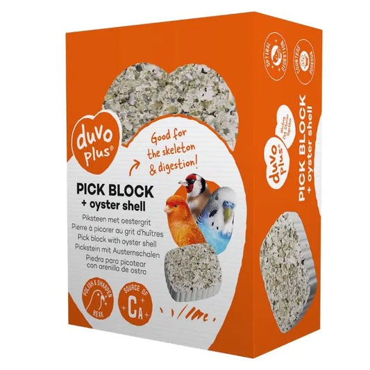 Duvo+ Pick Block With Oyster Grit 200g | Large Calcium & Mineral Block for Birds