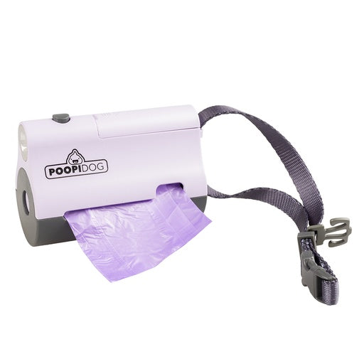 Duvo+ Poopi Dog LED Poo Bag Dispenser Purple | Illuminated Waste Bag Holder for Night Walks