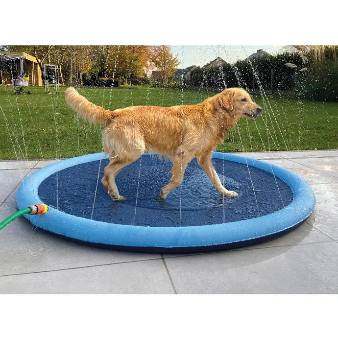 Duvo+ Splash Play Mat Blue | Dog Cooling Water Sprinkler Mat 150cm