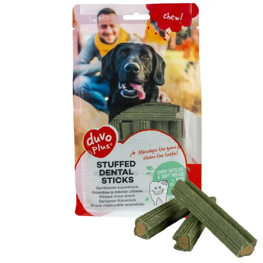 Duvo+ Chew! Stuffed Dental Sticks 9.6cm | Mint-Filled Dental Chews 14pcs 420g