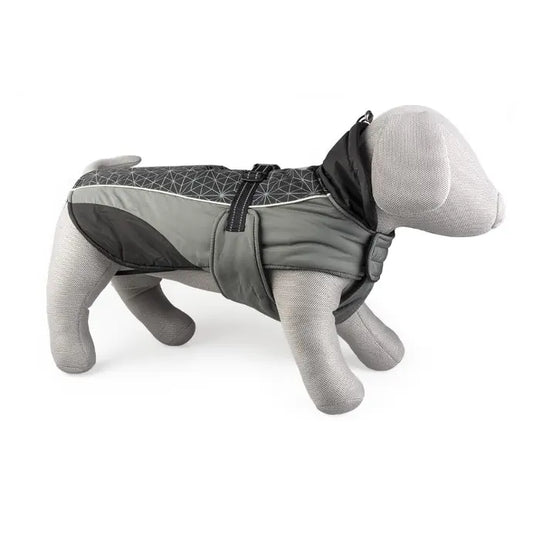 Duvo+ Dog Jacket Hi Vis Casual M Black/Grey | Water-Resistant Winter Coat 50cm