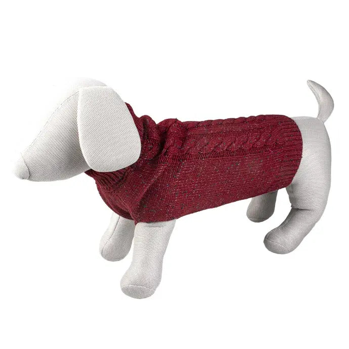 Duvo+ Dog Sweater Cozy Red M | Warm Knitted Sweater for Medium Dogs 50cm