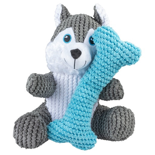 Duvo+ Plush Duo Husky + Bone Multicolour | 2-in-1 Plush Dog Toy