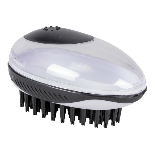 Duvo+ Shampoo And Massage Brush Black | Silicone Brush with Shampoo Container for Dogs