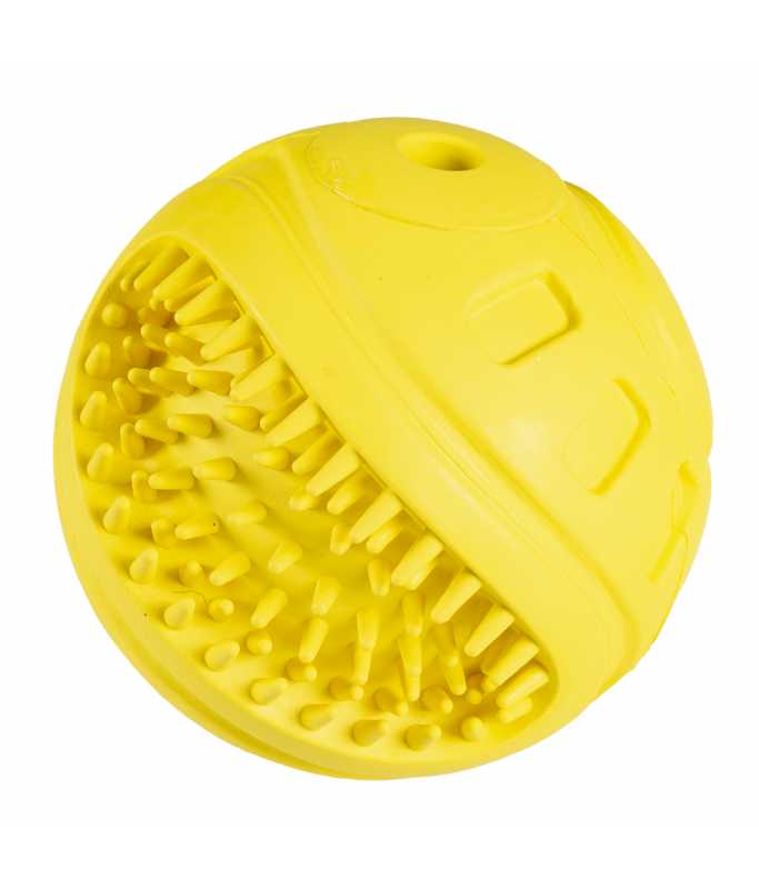 Duvo+ Giggle Ribble Ball Yellow | Squeaky Rubber Dog Toy 8.5cm