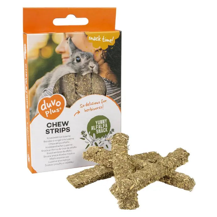 Duvo+ Chew Strips Alfalfa 50g | Natural Hay Chews for Small Animals