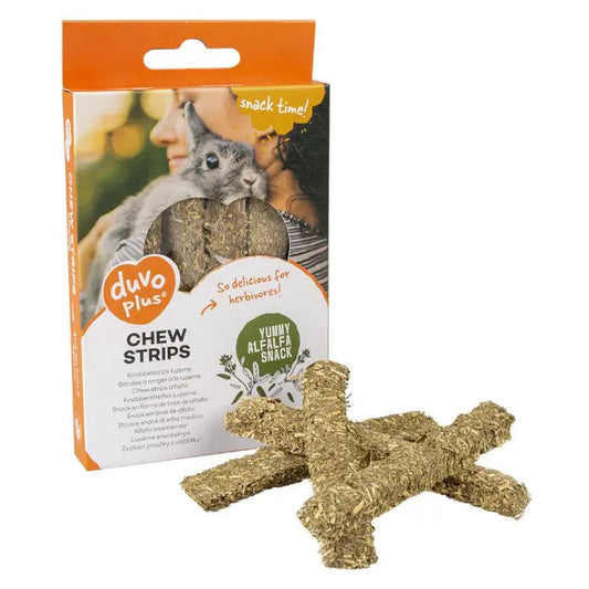 Duvo+ Chew Strips Alfalfa 50g | Natural Hay Chews for Small Animals