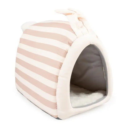 Duvo+ Striped Rabbit House Plush | Cozy Hideaway for Rabbits & Guinea Pigs