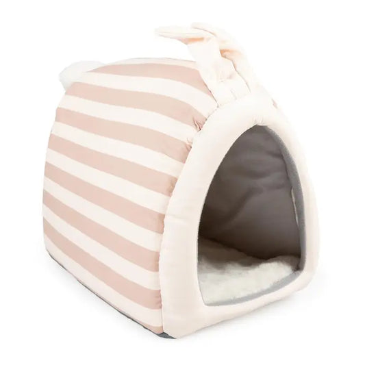 Duvo+ Striped Rabbit House Plush | Cozy Hideaway for Rabbits & Guinea Pigs