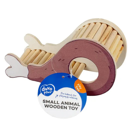 Duvo+ Small Animal Wooden Play House Drumstick | Fun Wooden Hideout for Rodents