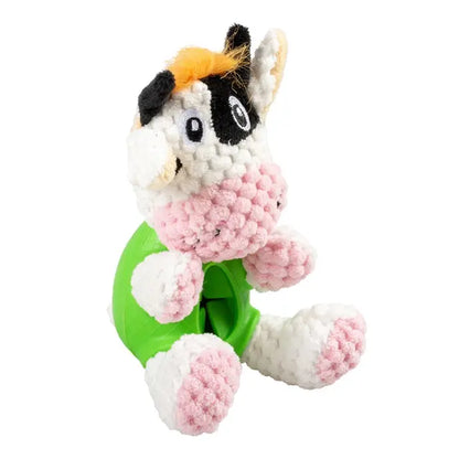 Duvo+ Plush & Rubber Cow Treat Dispenser | Farm Animal Dog Toy