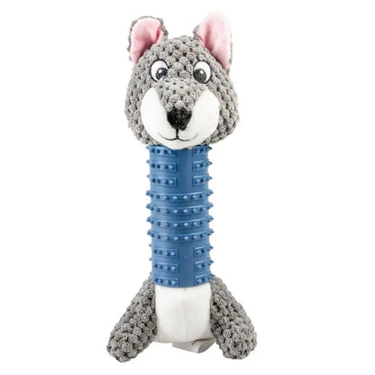 Duvo+ Plush & Rubber Wolf | Dental Dog Toy with Treat Compartment