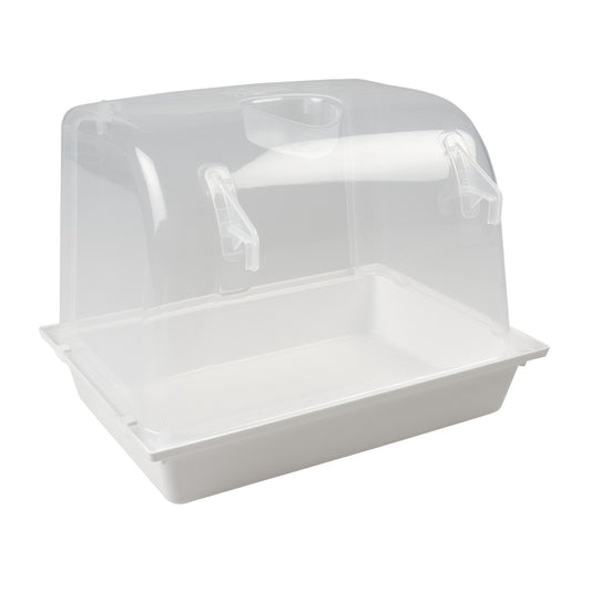 Duvo+ Bathhouse For Birds XL White | Spacious Plastic Bird Bath for Aviaries