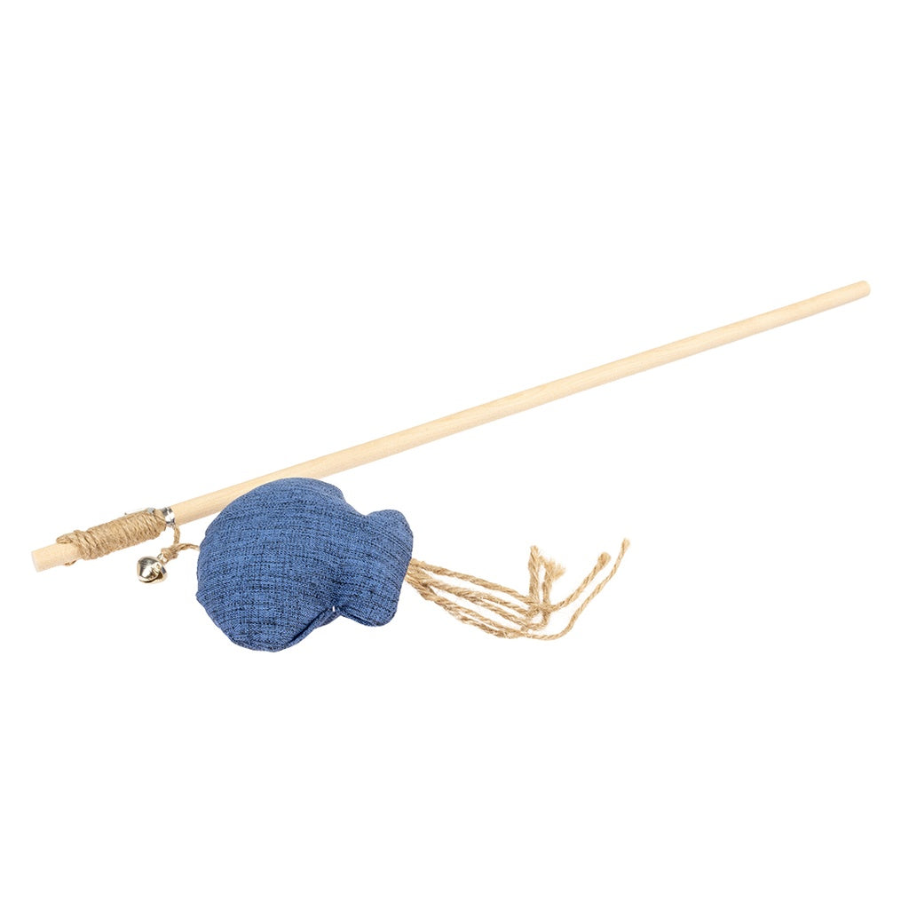 Duvo+ ECO Navy Playing Rod Octopus Catnip | Interactive Cat Wand with Octopus Toy 40cm