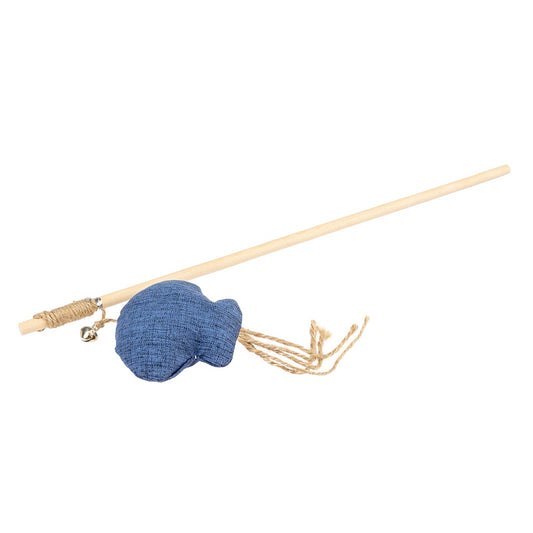 Duvo+ ECO Navy Playing Rod Octopus Catnip | Interactive Cat Wand with Octopus Toy 40cm