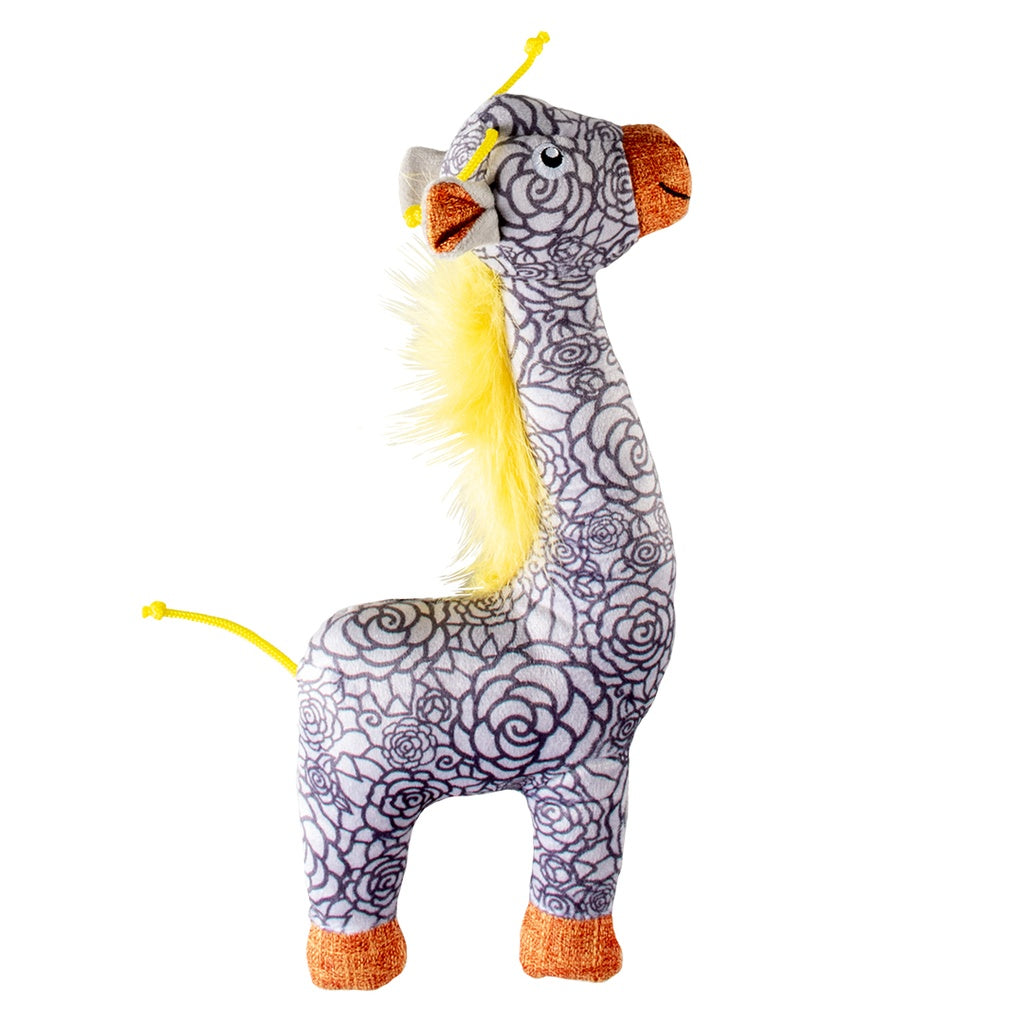 Duvo+ Plush Giraffe Retro Dog Toy - Grey | Vintage-Style Plush Dog Toy
