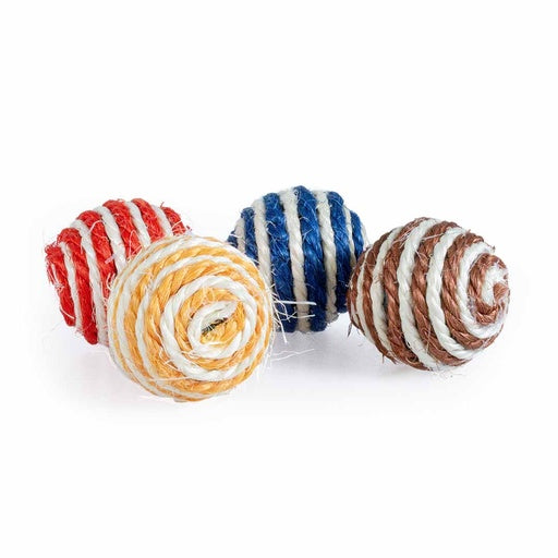 Duvo+ Striped Sisal Balls With Sound Mixed Colors | Set of 3 Cat Toys 5x5x5cm