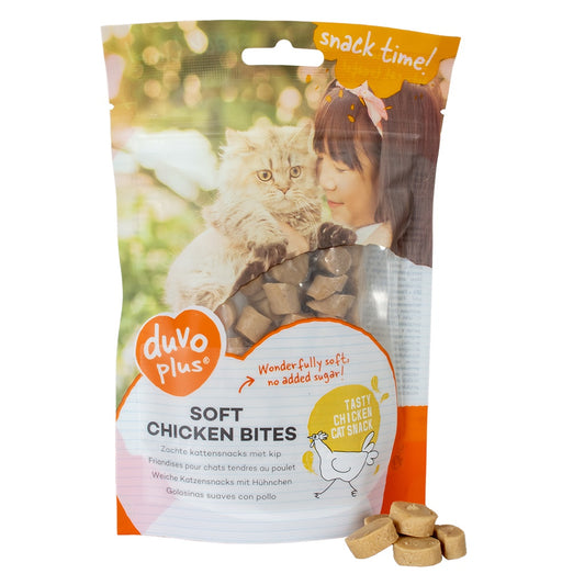 Duvo+ Soft Chicken Bites for Cats 50g | Tender Chicken Treats with Vitamin E
