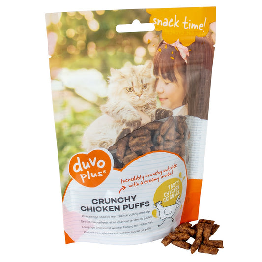 Duvo+ Crunchy Chicken Puffs for Cats 50g | Crunchy Snack with Soft Chicken Filling