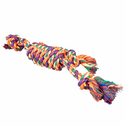 Duvo+ Tug Toy Multicolour Cotton Rope | Loop Tug Toys with Knots for Dogs