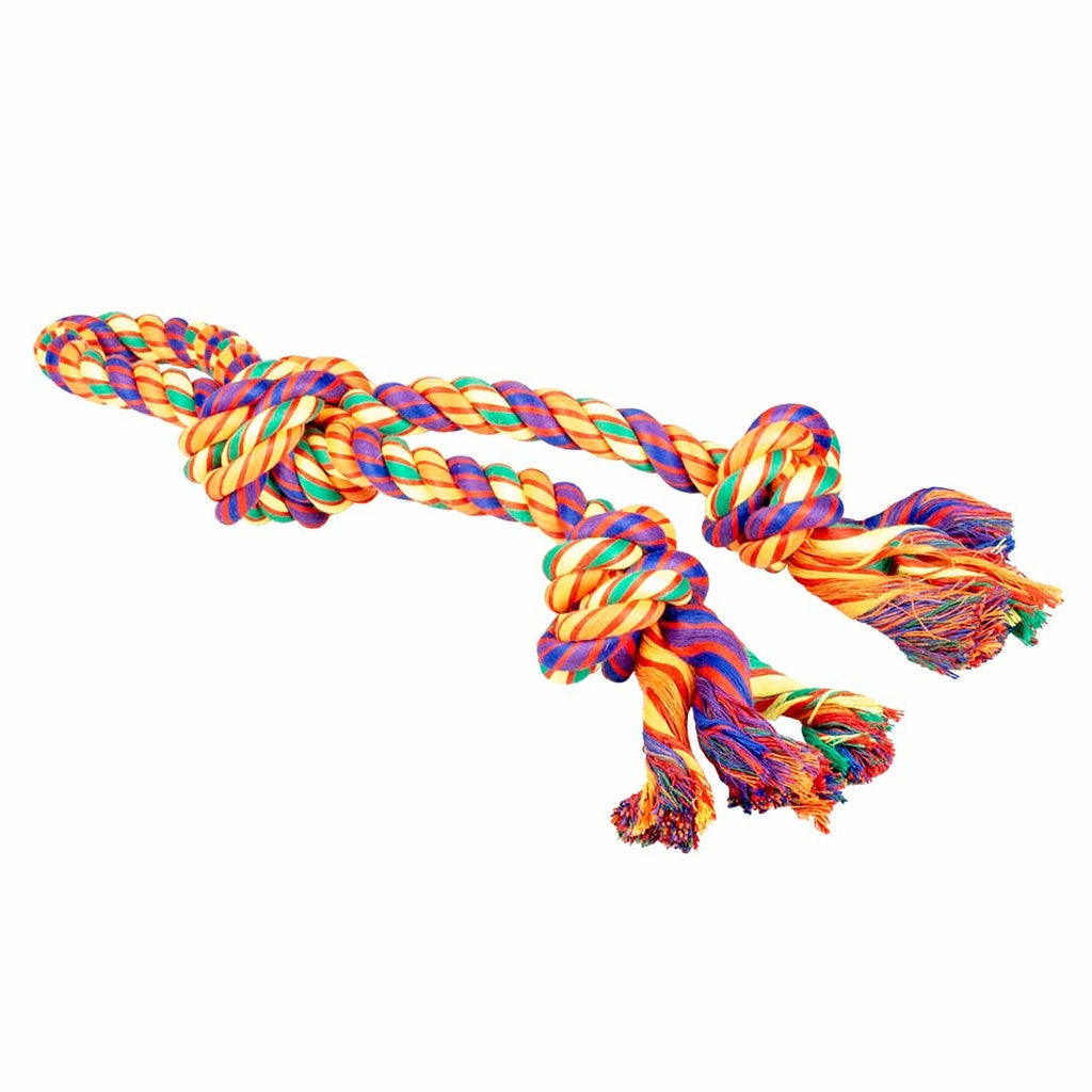 Duvo+ Tug Toy Multicolour Cotton Rope | Loop Tug Toys with Knots for Dogs