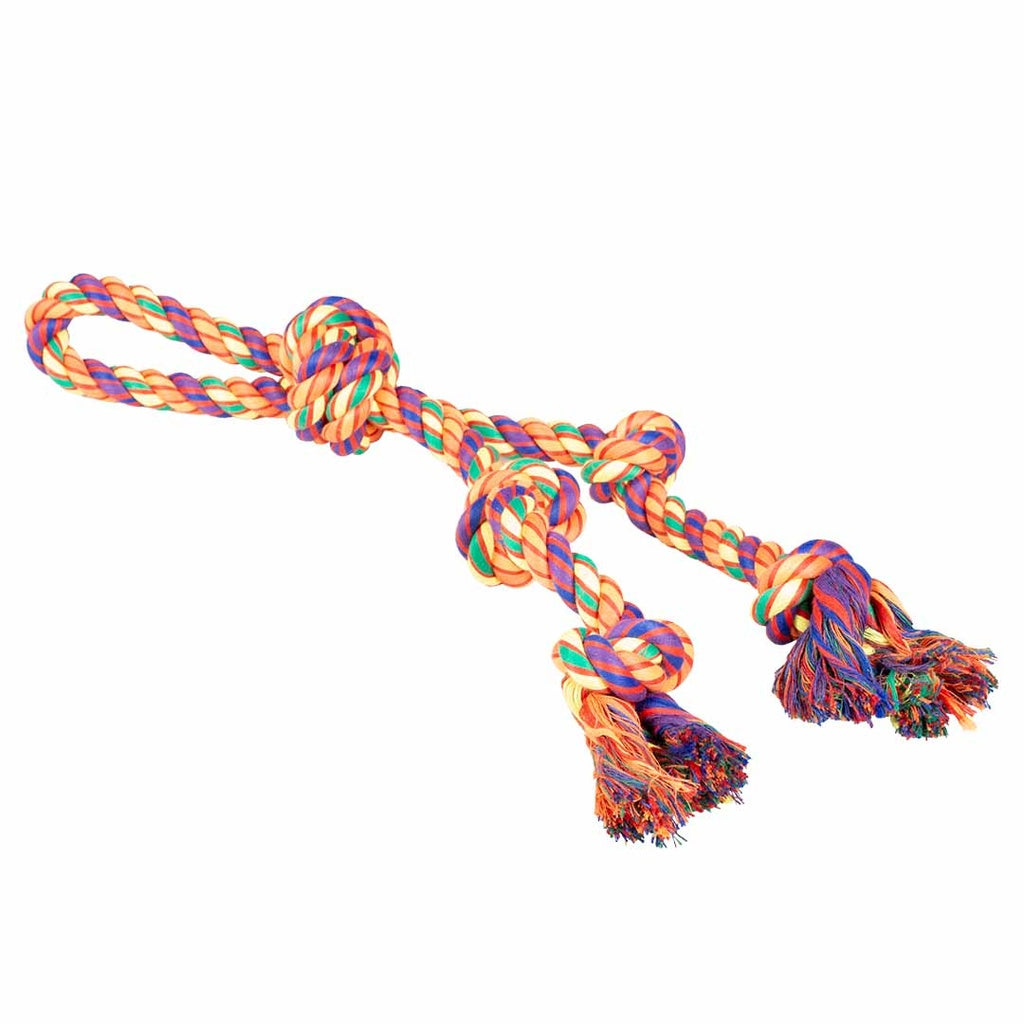 Duvo+ Tug Toy Multicolour Cotton Rope | Loop Tug Toys with Knots for Dogs