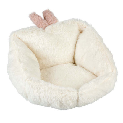 Duvo+ Bunny Bed For Small Animal-Plush S/M White | Cozy Hideaway for Rabbits & Guinea Pigs