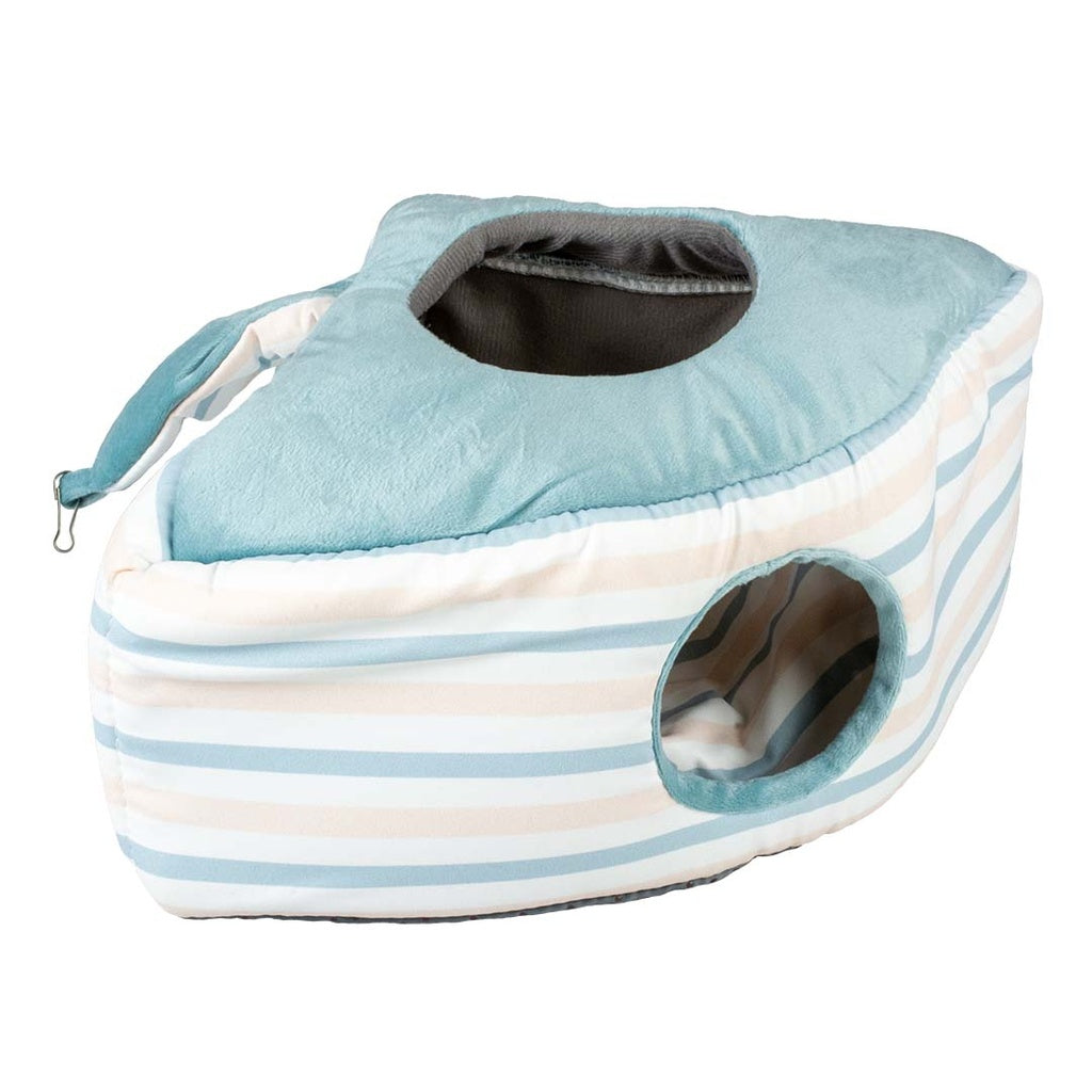 Duvo+ Striped Corner House For Small Pets-Plush M | Corner Hideout for Rabbits & Guinea Pigs