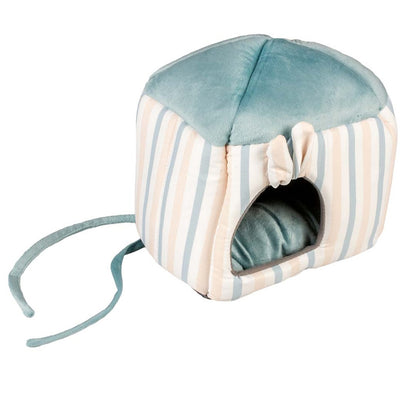 Duvo+ Striped Hideaway House For Small Pets-Plush S 20x16x20cm | Cozy Plush Pet Cave