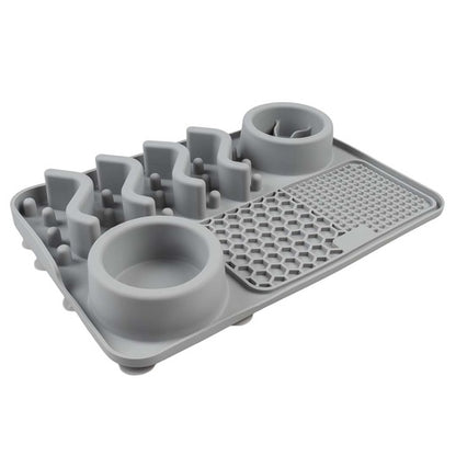 Duvo+ Slow Down Feeder 4-in-1 Grey | Adjustable Puzzle Feeder for Dogs 30x20x4cm
