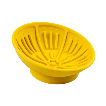 Duvo+ Lick Feeding Bowl For Dogs And Cat Kiwi Yellow | Slow Licking Mat Bowl 14x14x6.5cm