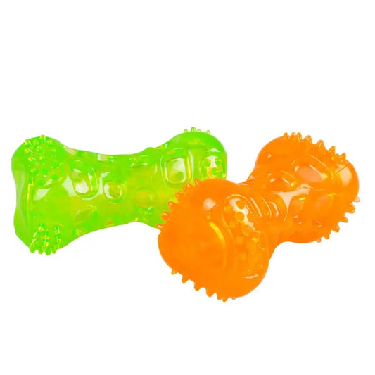 Duvo+ TPR Bone Squeaky Orange/Green 9.5cm | Durable Dog Chew Toy