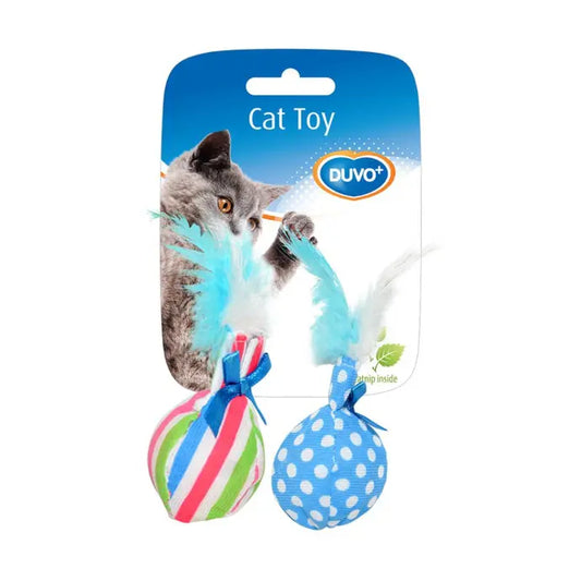 Duvo+ Assortment Balls With Feather Mixed Colors | Feathered Catnip Balls