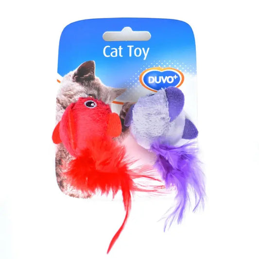 Duvo+ Assortment Birds with Feather 2pcs | Feathered Bird Cat Toys