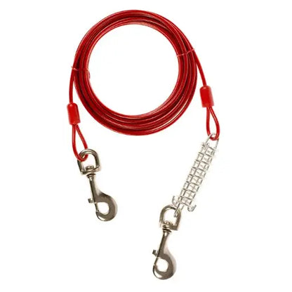 Duvo+ Tie Out Cable Heavy Duty Red 6m | Secure Outdoor Tether for Large Dogs