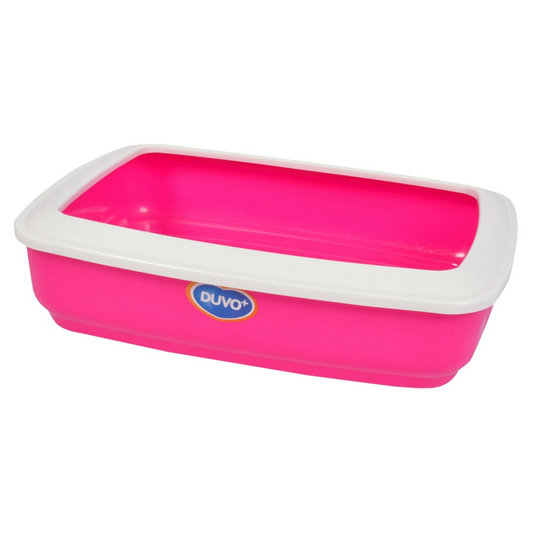 Duvo+ Cat Tray with Rim Maui Pink | Open Litter Box with Low Entry