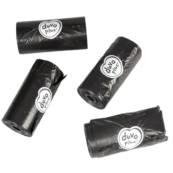 Duvo+ Poo Bags Rolls Black 4 x 20Pcs | Discreet Black Waste Bags for Dogs